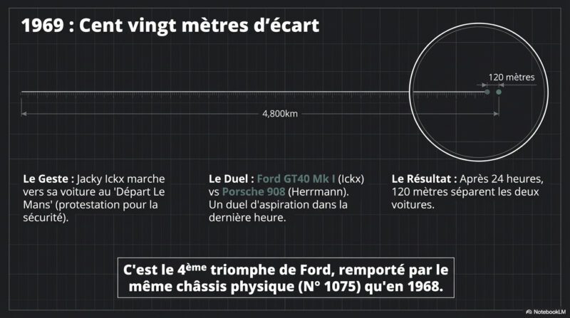 Ford - Ferrari : 1969 : cent vingt mètres d'écart