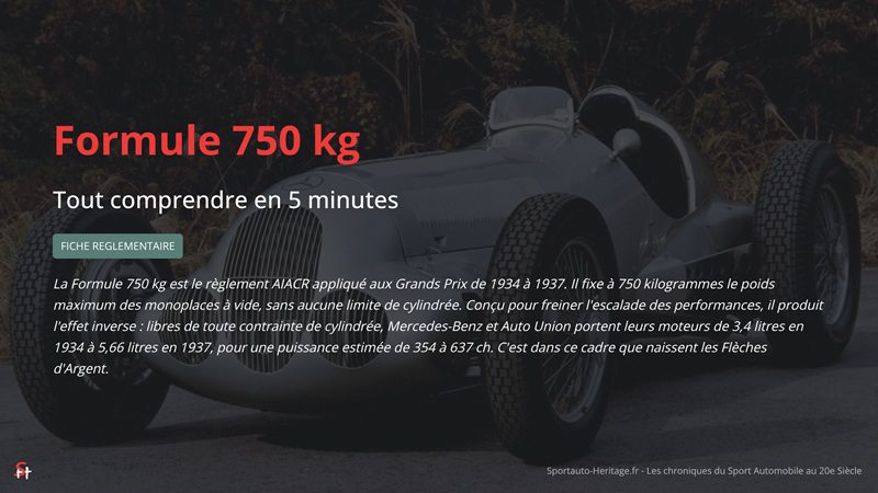 Fiche Réglementaire - Formule 750kg (1934-1937)