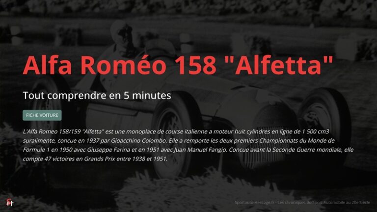 Alfa Roméo 158-159 dite Alfetta - 1938-1951 - Histoire et palmarès