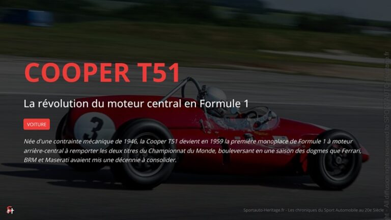 Cooper T51 - la révolution du moteur central en Formule 1