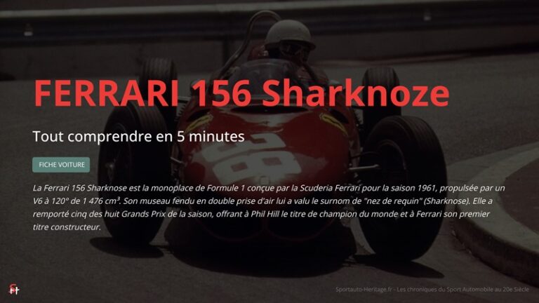 Ferrari 156 Sharknoze, la fiche Tout comprendre en 5 minutes.