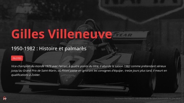 Gilles Villeneuve 1950-1982 : Histoire et palmarès