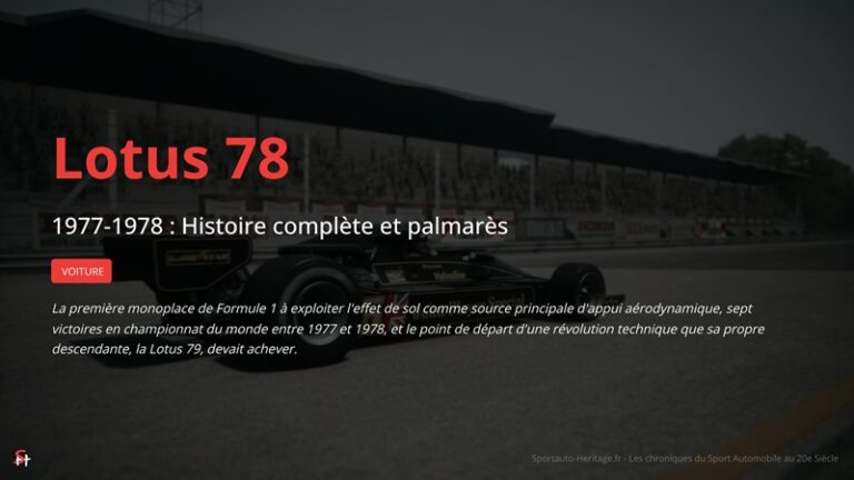 Lotus 78 : 1977-1978 Histoire et palmarès