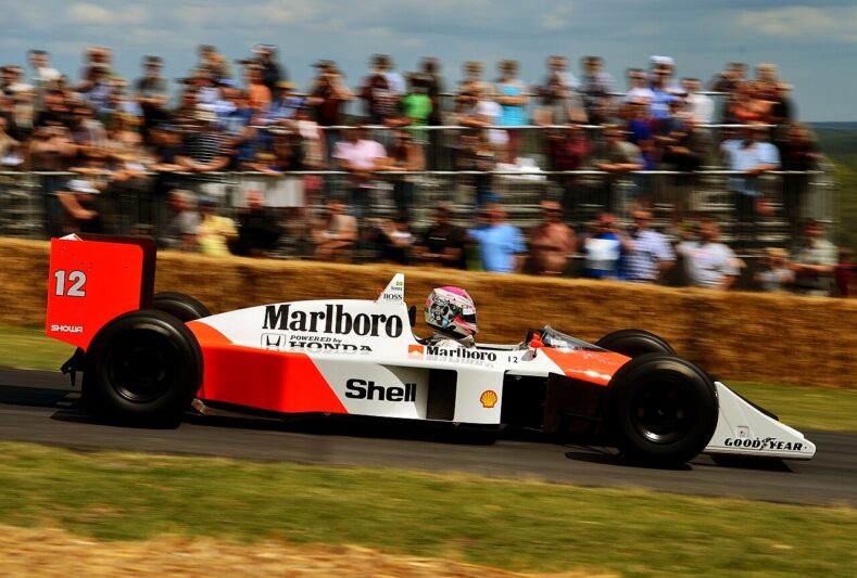 La McLaren MP 4/4 1988 d'Ayrton Senna au Goodwood Festival of Speed ​​2014.